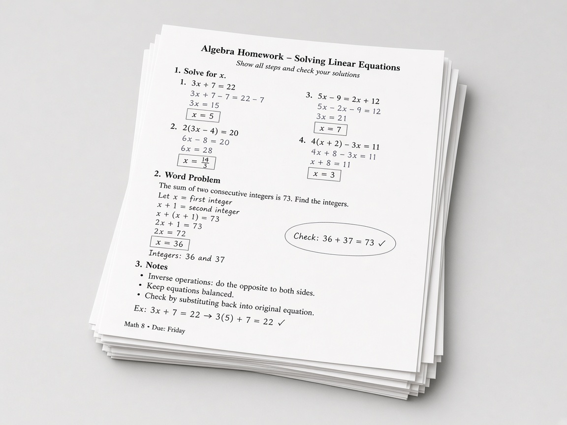 Homework Worksheet Printing